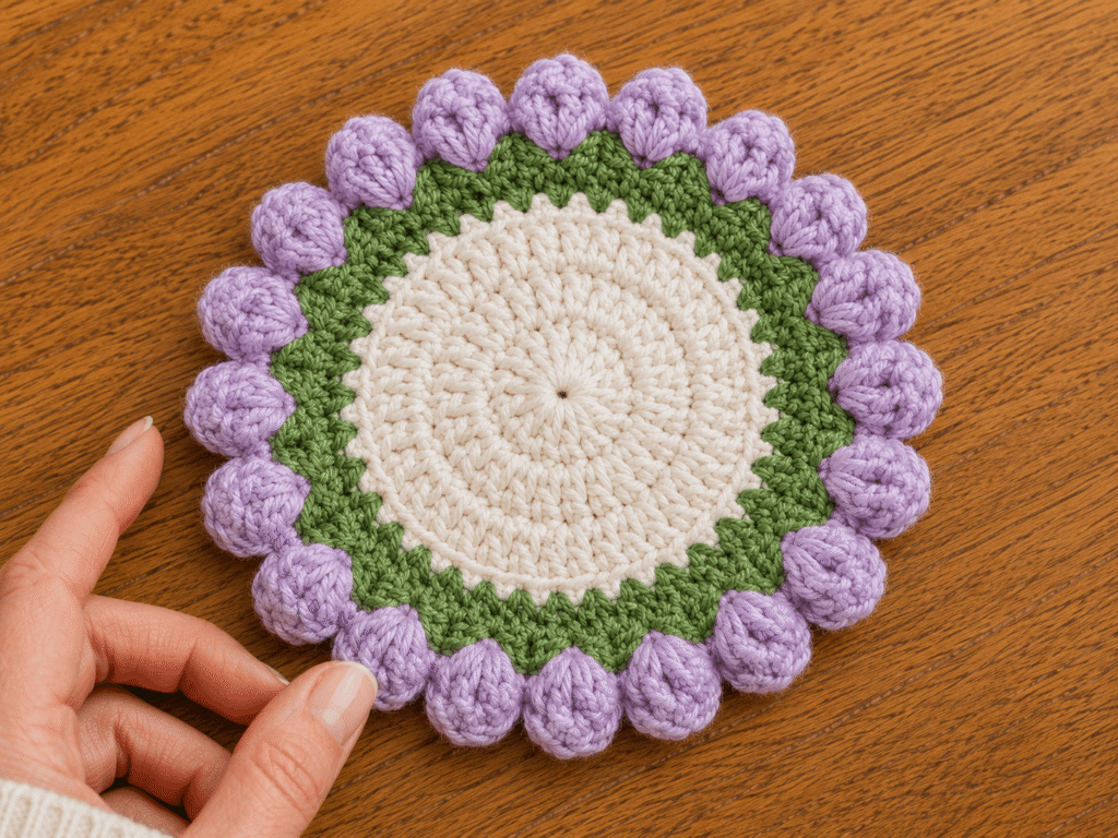 Crochet Classic Granny Stitch Green and Red Boho Bandana Scarf Pattern
