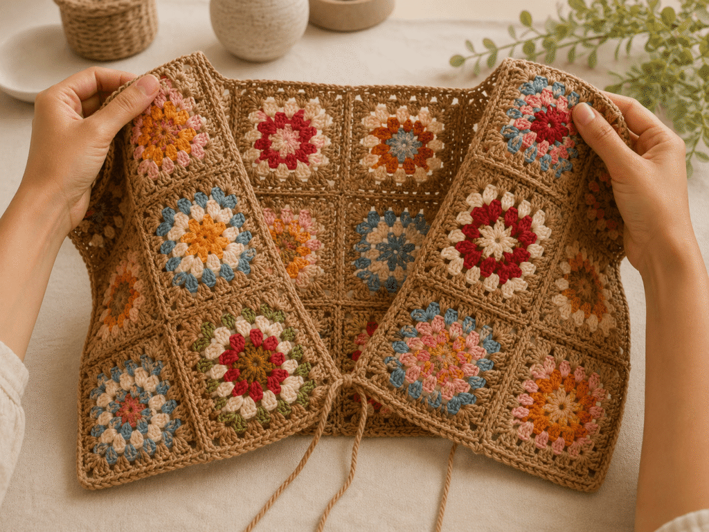 Boho Granny Square Wrap Bolero / Crop Top — Free Crochet Pattern