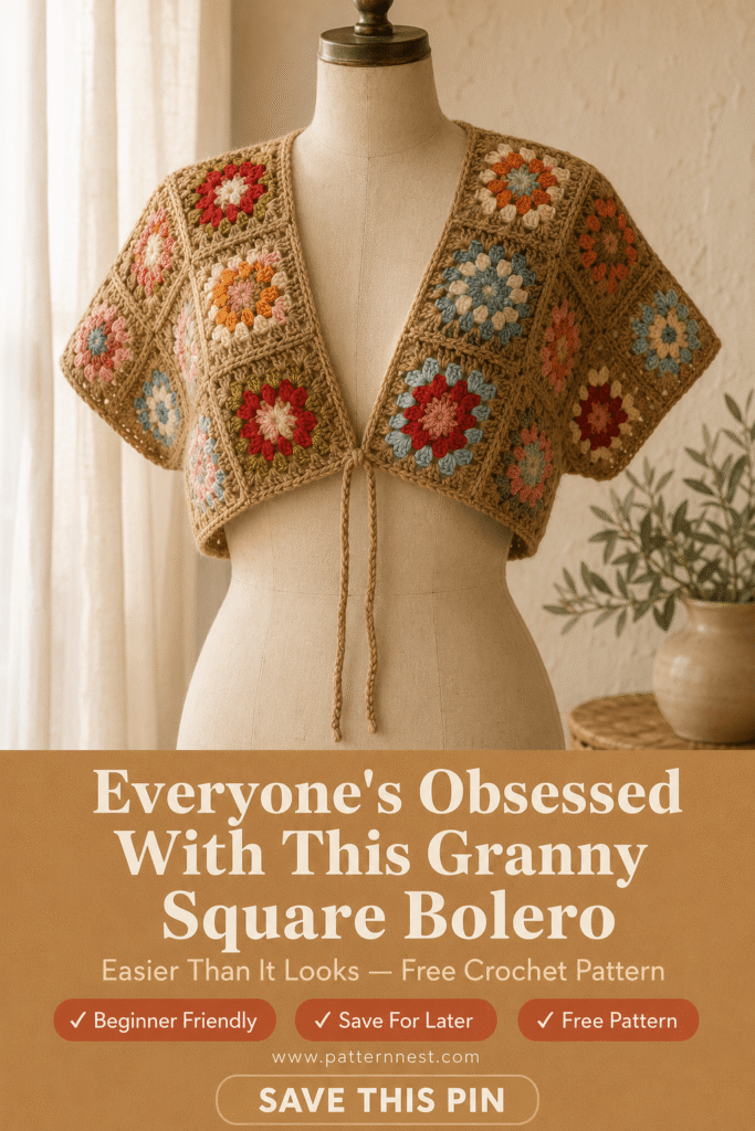 Boho Granny Square Wrap Bolero / Crop Top — Free Crochet Pattern