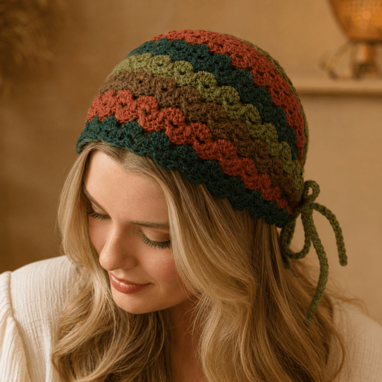 Crochet Classic Granny Stitch Boho Bandana