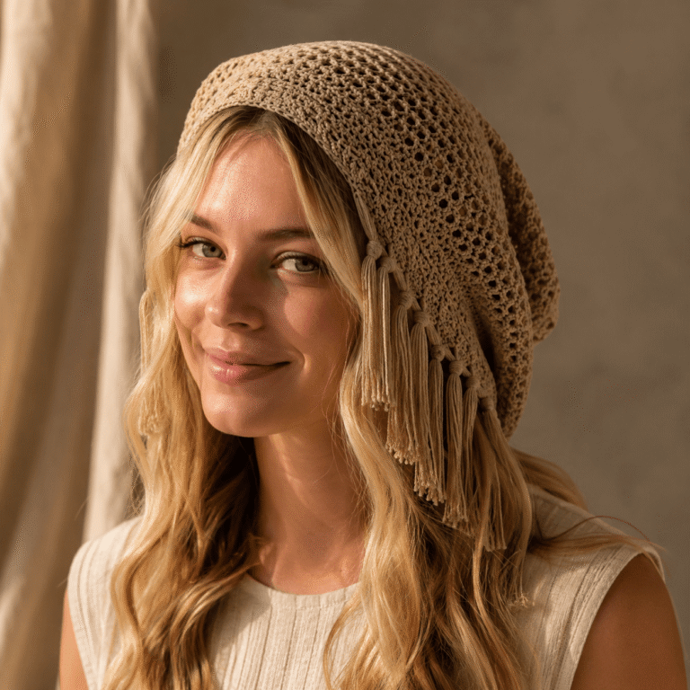Crochet Boho Fringe Triangle Bandana Scarf