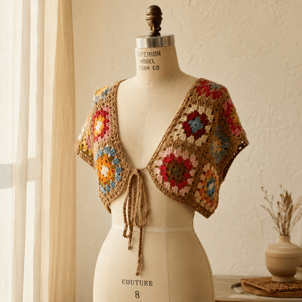 Boho Granny Square Wrap Bolero / Crop Top — Free Crochet Pattern